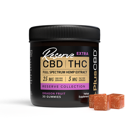 CBD Oil Gummies 25mg CBD, 5mg THC, 30ct, Dragon Fruit gummy spill