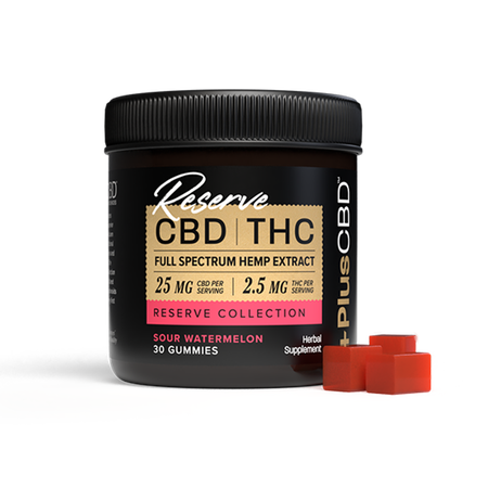 CBD Oil Gummies 25mg CBD, 2.5mg THC, 30ct, Sour Watermelon