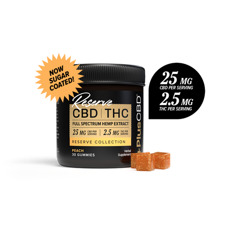 CBD Gummies Reserve 25mg CBD | 2.5mg THC 30ct Peach