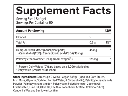 Supplemental Facts for CBD Relief Softgels, 60ct